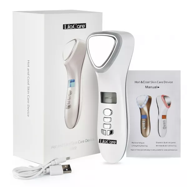 Aparat masaj facial Lila Care, pentru indepartarea liniilor fine, vibratii cu ultrasunete, masaj rece/cald, foton, functie de intinerire, alb
