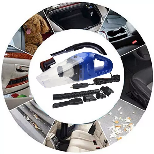 Aspirator portabil Loomax, pentru masina, cu dubla utilizare, umed si uscat, 80 W, Albastru