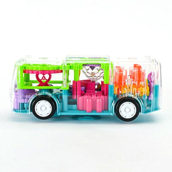 Autobuz pentru baieti Karemi, transparent, cu 3 baterii incluse, cu sunet si lumini, pentru copii de peste 2 ani, K01B-20017