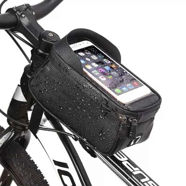 Borseta pentru bicicleta cu suport de telefon, Karemi, Impermeabil, montare pe ghidon, pentru telefoane pana in 6.8 inch PB-01