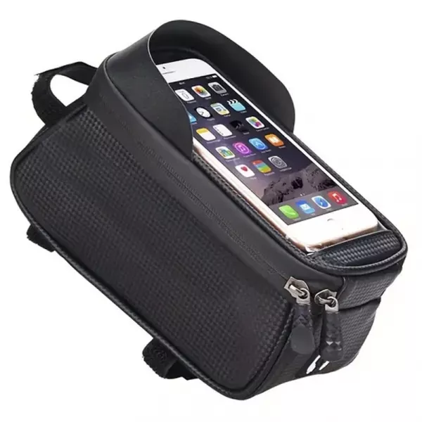 Borseta pentru bicicleta cu suport de telefon, Karemi, Impermeabil, montare pe ghidon, pentru telefoane pana in 6.8 inch PB-01