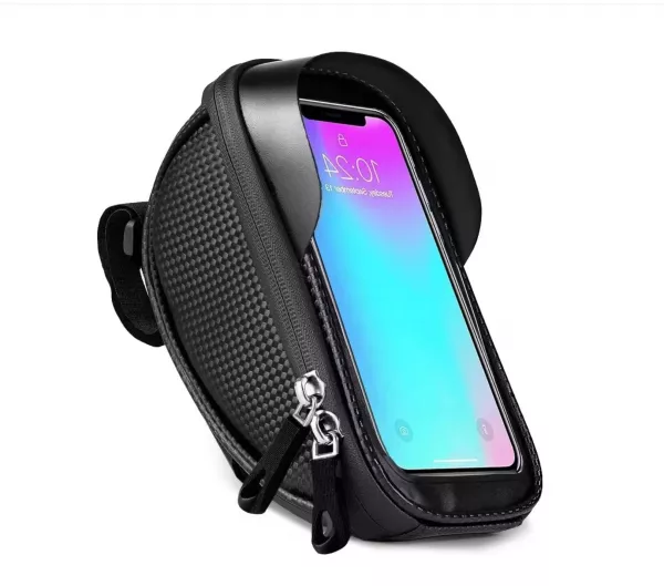 Borseta pentru bicicleta cu suport de telefon, Karemi, Impermeabil, montare pe ghidon, pentru telefoane pana in 6.8 inch PB-02
