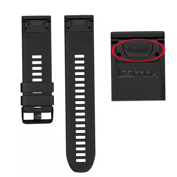Bratara smartwatch Loomax, compatibila ceas Garmin, 26 mm, din silicon, negru