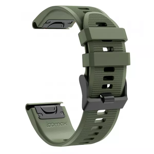 Bratara smartwatch Loomax, compatibila ceas Garmin, 26 mm, din silicon, verde inchis
