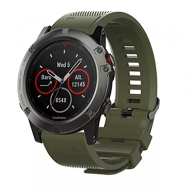 Bratara smartwatch Loomax, compatibila ceas Garmin, 26 mm, din silicon, verde inchis