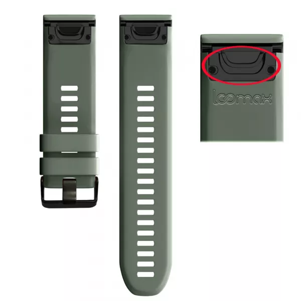 Bratara smartwatch Loomax, compatibila ceas Garmin, 26 mm, din silicon, verde inchis
