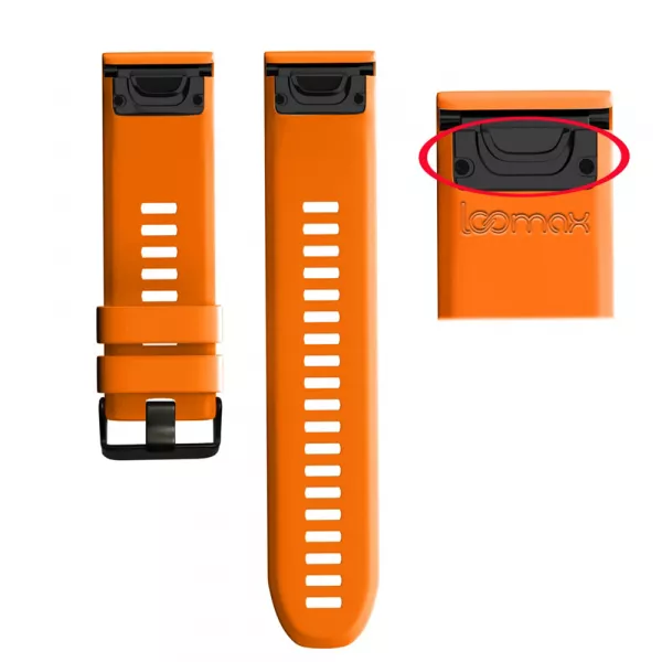 Bratara smartwatch Loomax, compatibila ceas Garmin, 26 mm, din silicon, portocaliu