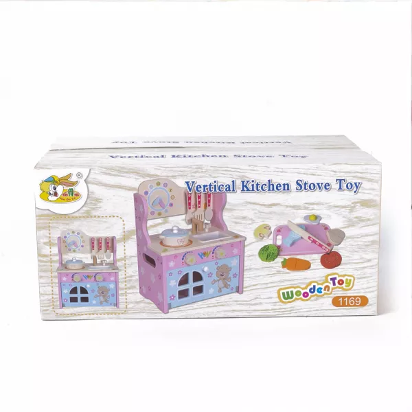 Mini bucatarie de jucarie Karemi, din lemn, cu accesorii, K01B-40068