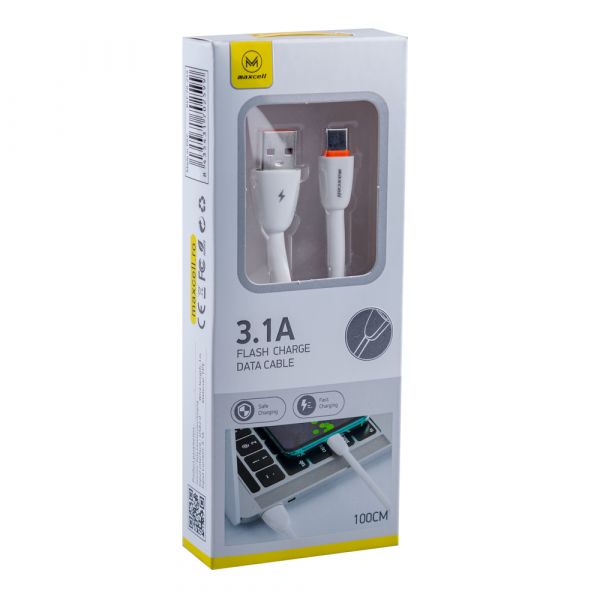 Cablu de date rapid de la USB la USB tip C, 3.1A, 1 m, Alb