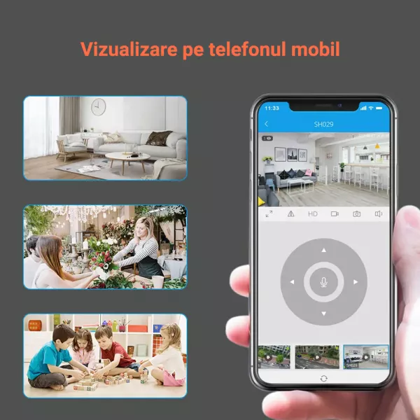 Camera de supraveghere Wireless Sricam, SriHome, FullHD 3MP, Monitorizare Video Audio, Vedere Nocturna, Sunet bidirectional, senzor miscare