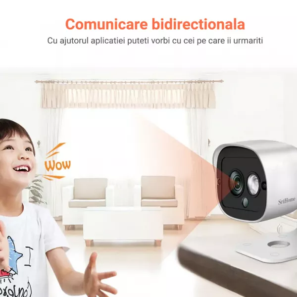 Camera de supraveghere Wireless Sricam, SriHome, FullHD 3MP, Monitorizare Video Audio, Vedere Nocturna, Sunet bidirectional, senzor miscare