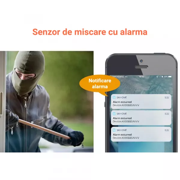 Camera de supraveghere Wireless Sricam, SriHome, FullHD 3MP, Monitorizare Video Audio, Vedere Nocturna, Sunet bidirectional, senzor miscare