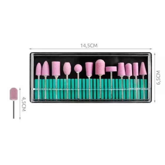 Set de 12 capete pentru freza, din ceramica, roz