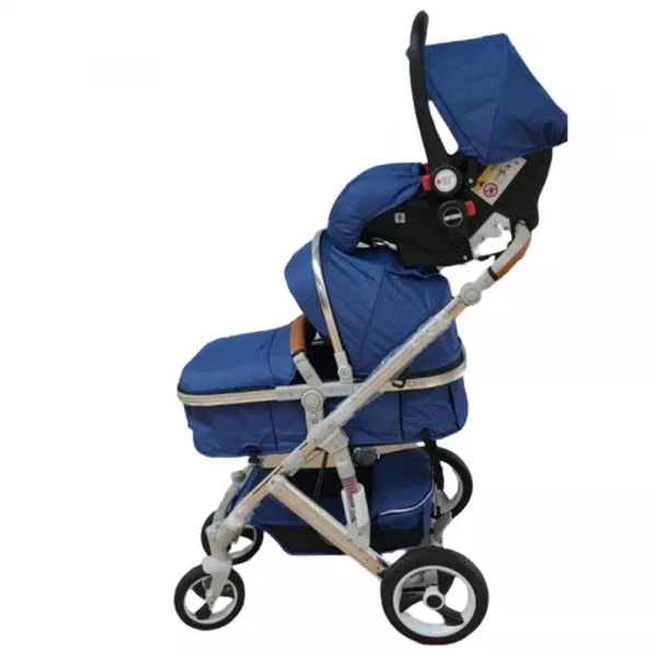 Carucior 3 in 1, Karemi, reversibil cu suspensii, compact Albastru