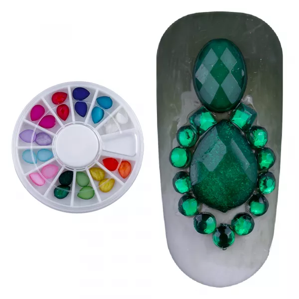 Carusel decor unghii, model pietricele multicolore