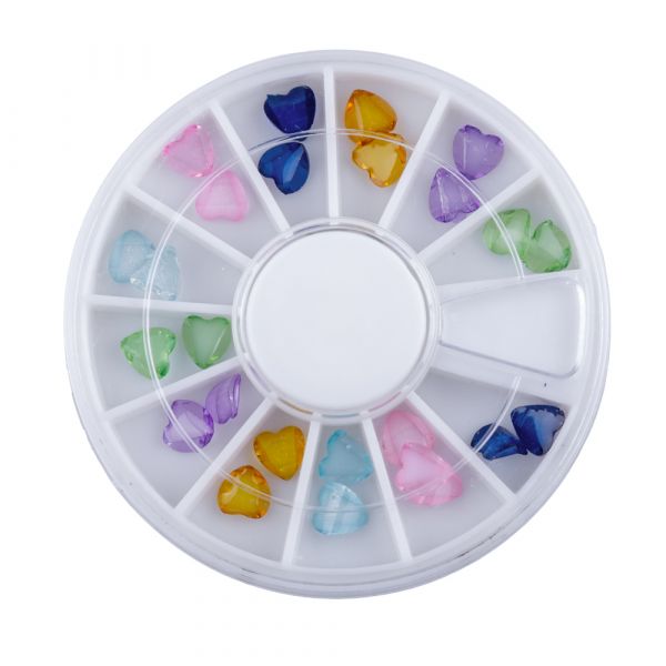Carusel decoratiuni unghii, model inima, multicolore