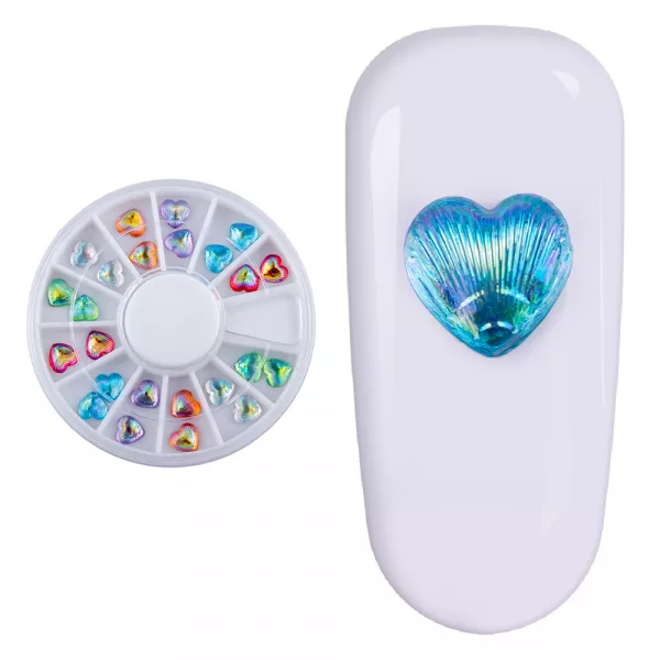 Carusel decoratiuni unghii, inimi, multicolore