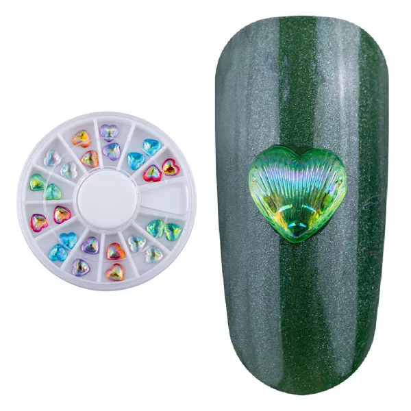 Carusel decoratiuni unghii, inimi, multicolore