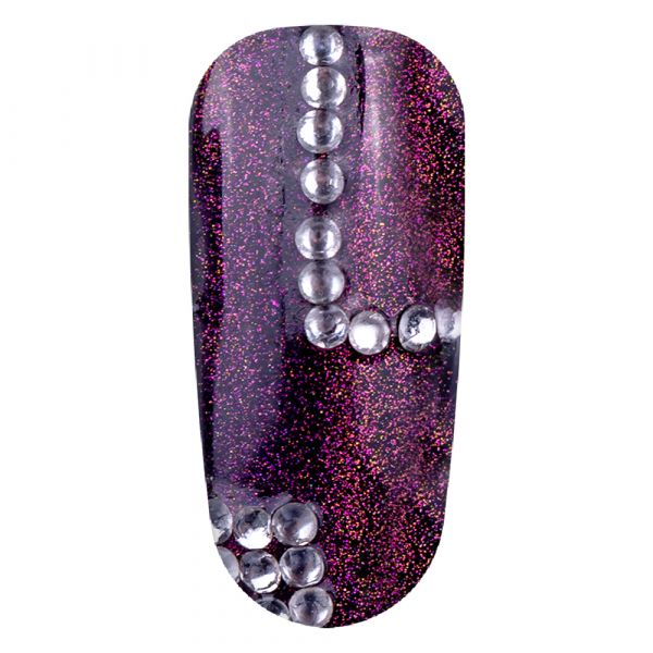 Carusel, decor unghii, Lila Rossa, pietricele tip diamant, argintii