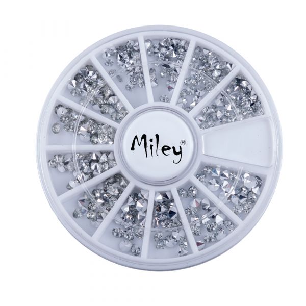 Carusel decoratiuni unghii, pietricele tip diamant, argintii