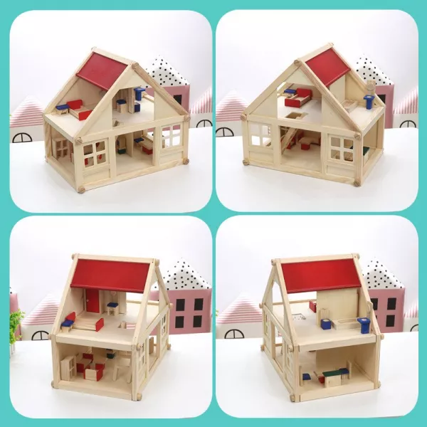 Casuta de papusi Karemi, din lemn, K01B-40069