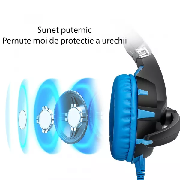 Casti gaming stereo Onikuma K2 7.1 Pro, albastru