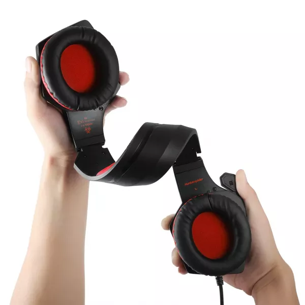 Casti Gaming HunterSpider V1 Pro, Super Deep Bass, 7 Culori Lumina LED, rosu