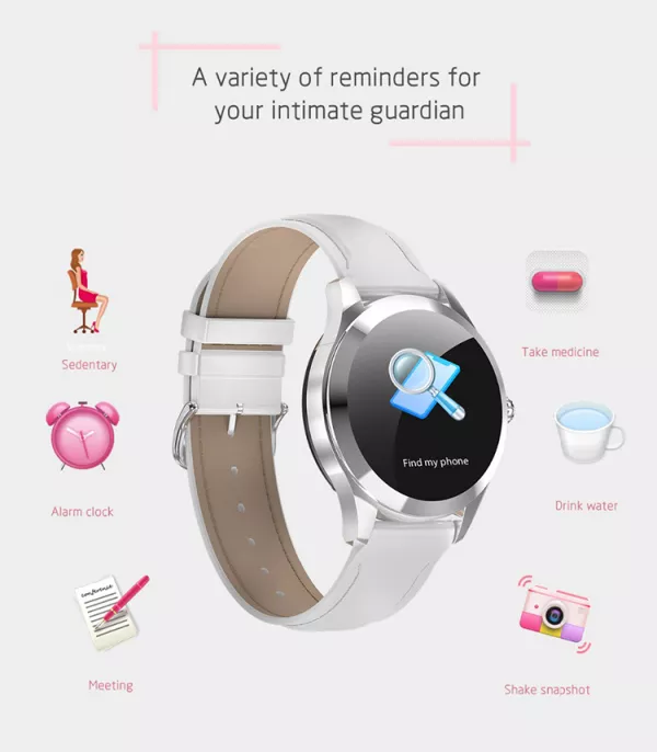 Ceas smartwatch loomax KW10, monitorizare ciclu menstrual, ritm cardiac, pedometru, sedentarism, somn, notificari instant, bratara metalica, rezistent la apa ip68, vibratii, multi sport, silver