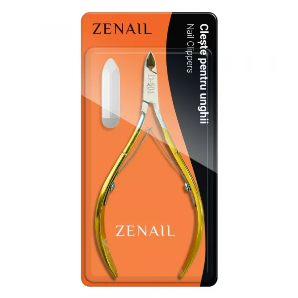 Cleste profesional pentru unghii si cuticule, Zenail, auriu