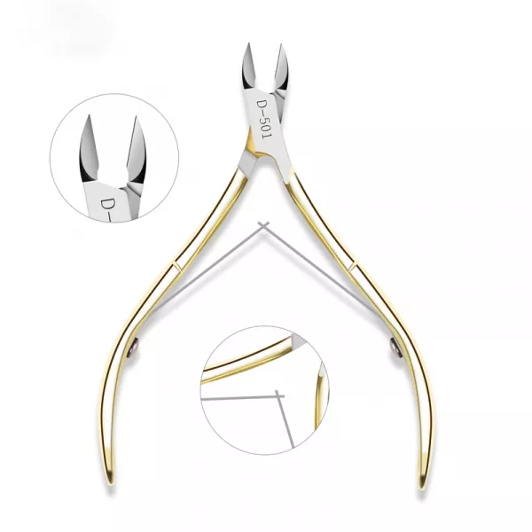 Cleste profesional pentru unghii si cuticule, Zenail, auriu