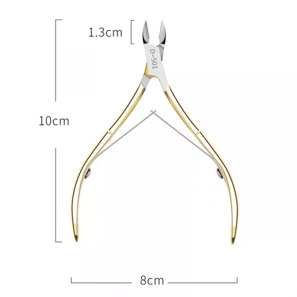 Cleste profesional pentru unghii si cuticule, Zenail, auriu