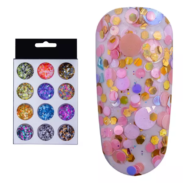 Set decor unghii, model paiete multicolore