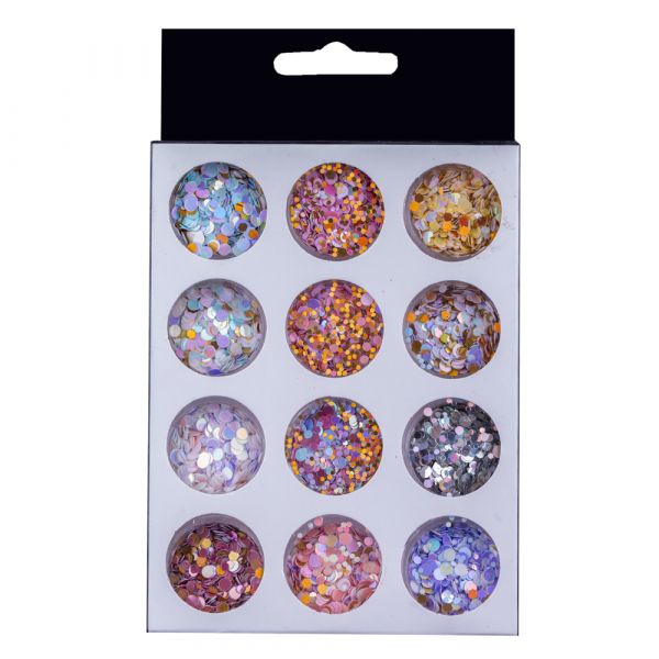 Decoratiuni unghii, set confetti, diverse forme, multicolor