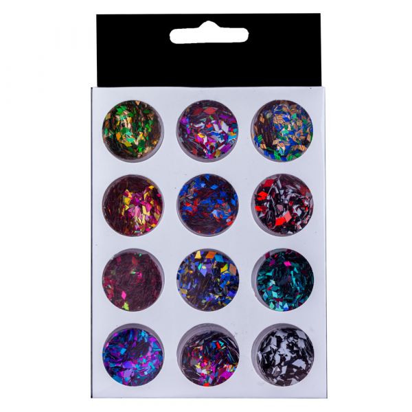 Set decor unghii, model confetti romb, cu reflexii