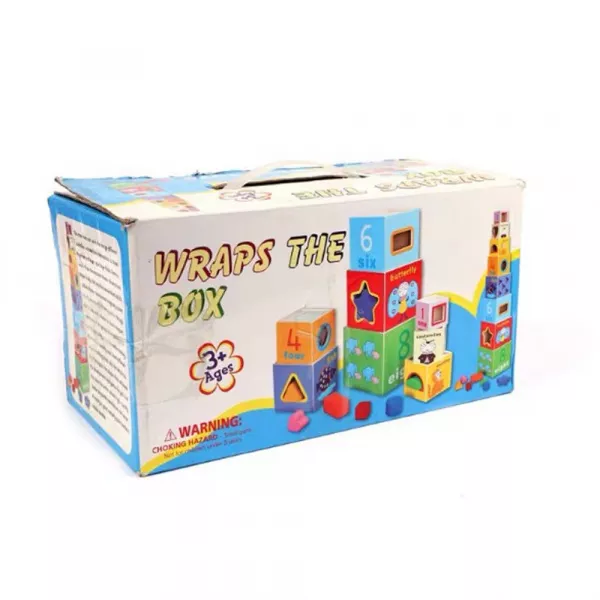Set 8 cuburi geometrice Karemi, joc educativ, multicolor   
