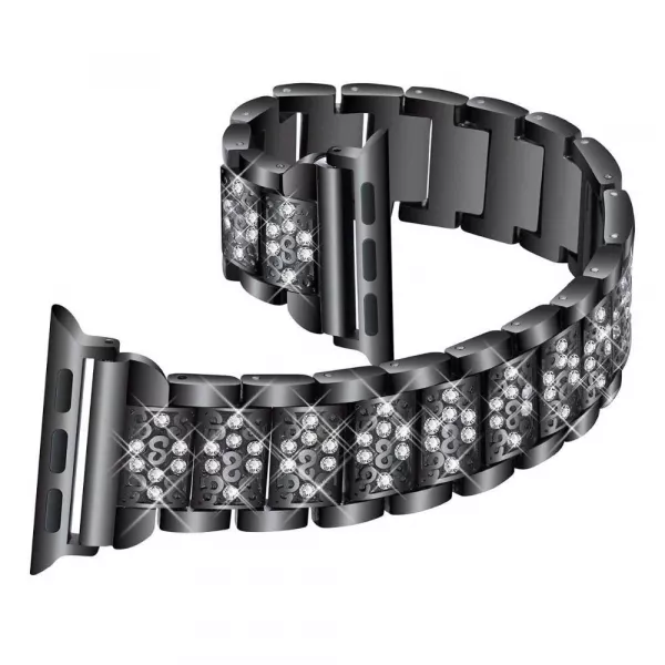 Curea metalica pentru Apple Watch Loomax, bratara compatibila cu Apple Watch 6/5/4/3/2/1, 42 / 44 mm neagra, 33-3322