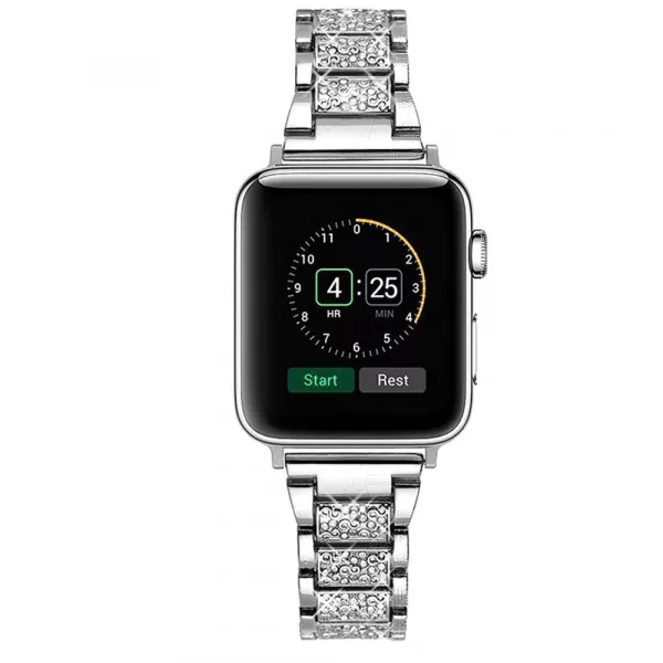Curea metalica pentru Apple Watch Loomax, bratara compatibila cu Apple Watch 6/5/4/3/2/1, 42 / 44 mm silver, 33-3324