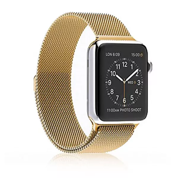 Curea metalica pentru Apple Watch Loomax, bratara compatibila cu Apple Watch, 38 / 40 mm, Vintage gold
