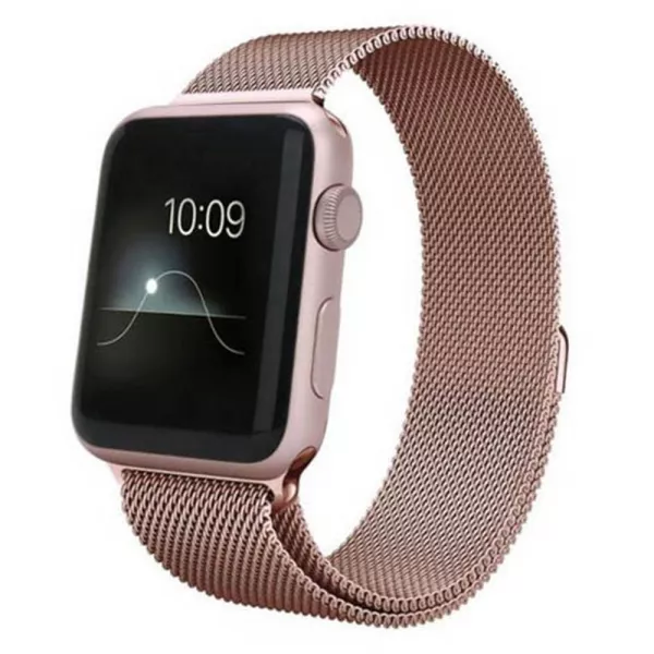 Curea metalica pentru Apple Watch Loomax, bratara  compatibila cu Apple Watch, 42 / 44 mm Rose pink
