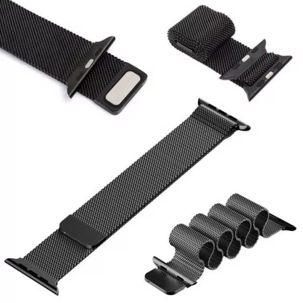 Curea metalica pentru Apple Watch Loomax, bratara compatibila cu Apple Watch, 38 / 40 mm negru