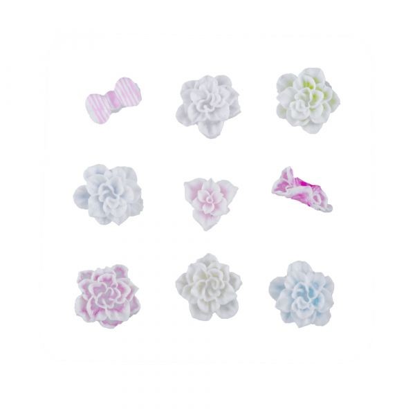 Set decoratiuni pentru unghii - decor floral din silicon, 9 buc