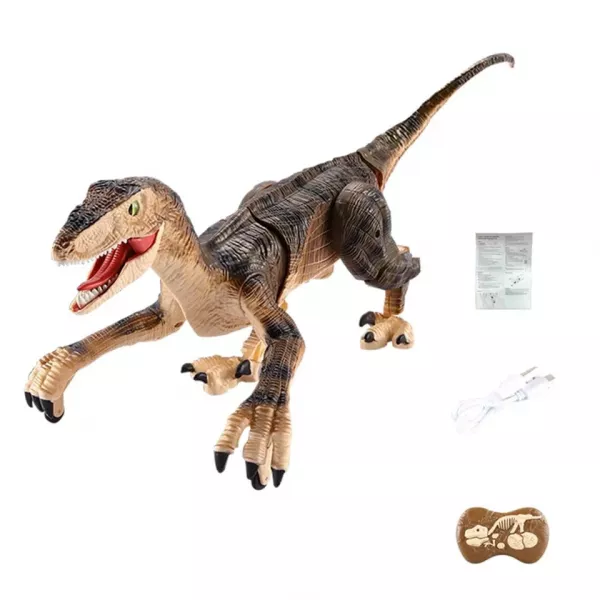 Dinozaur Karemi cu telecomanda, lumini, sunete si miscari realiste, maro