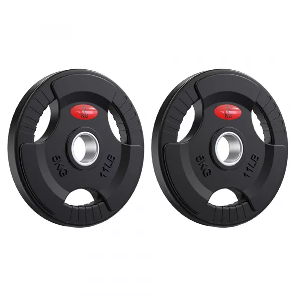 Set 2 discuri Karemi de 5 kg, pentru bara cu diametru 50 mm, din cauciuc, negru