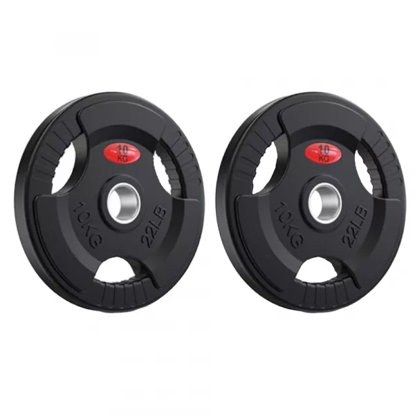 Set 2 discuri Karemi de 10 kg, pentru bara cu diametru 50 mm, din cauciuc, negru