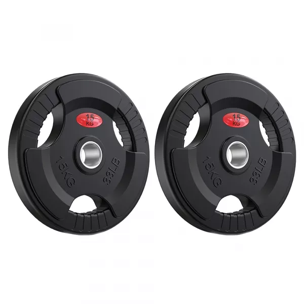 Set 2 discuri Karemi de 15 kg, pentru bara cu diametru 50 mm, din cauciuc, negru