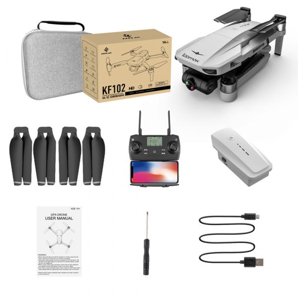 Drona Loomax KF102, Camera dubla 8K, 6K, 4K, Stabilizator Gimbal pe 2 axe, GPS, conectare prin 5G Wifi, follow me, Control APP, Controlul prin gesturi, Retur cu o singura tasta, Decolare, Aterizare automata, Recunoasterea gesturilor