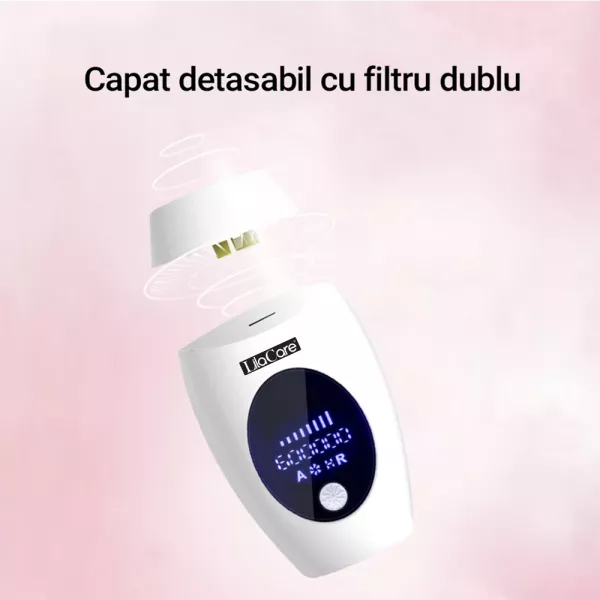Epilator IPL Lila Care, epilare definitiva, 600.000 pulsatii, cu display LCD, 8 trepte de putere, Alb / Negru