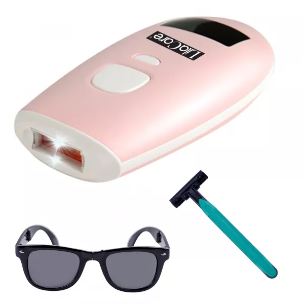 Epilator IPL Lila Care, epilare definitiva, 990.000 pulsatii, 5 trepte de putere, cu ecran LCD, roz
