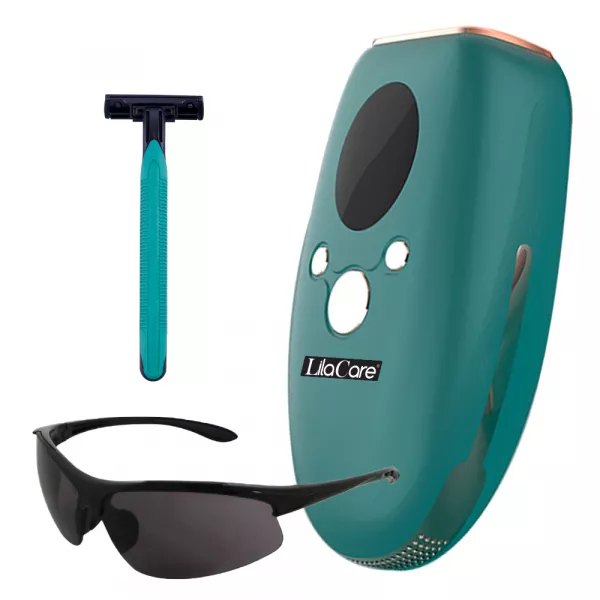 Epilator IPL Lila Care, epilare definitiva cu efect de racire, 999.999 pulsatii, 5 trepte de putere, cu ecran LCD, verde