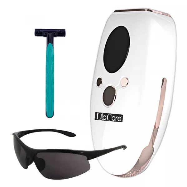 Epilator IPL Lila Care, epilare definitiva cu efect de racire, 999.999 pulsatii, 5 trepte de putere, cu ecran LCD, alb